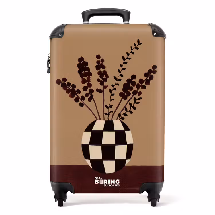 Koffer - Minimalistisch - Vaas - Bloemen - Bruin — 1