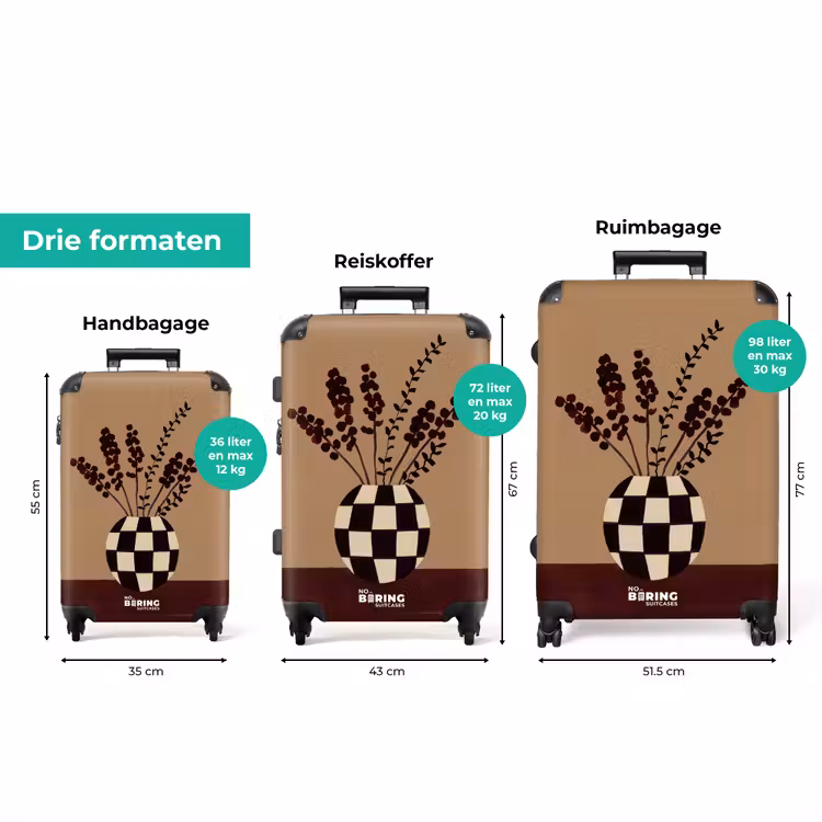 Koffer - Minimalistisch - Vaas - Bloemen - Bruin — 8