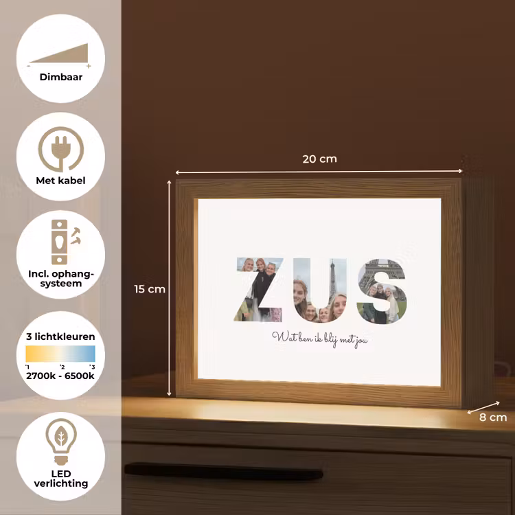 Gepersonaliseerde Lightbox - Zus - Lettercollage — 6
