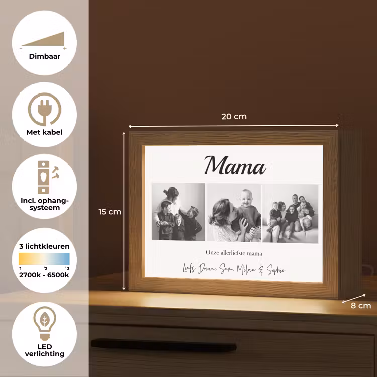 Gepersonaliseerde Lightbox - Mama - Fotocollage - 3 Foto's — 6