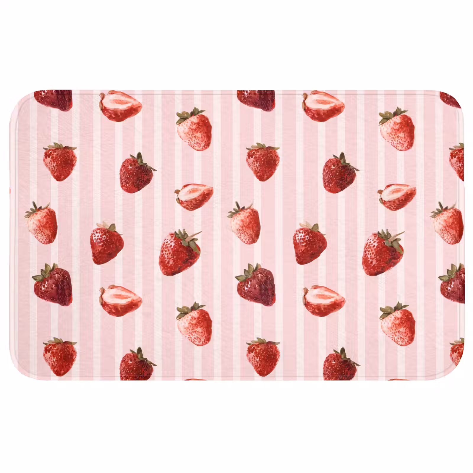 Badmat - Strepen - Aardbei - Roze — 1