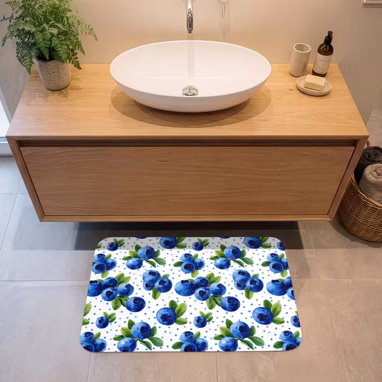 Badmat - Bessen - Patroon - Blauw — 2
