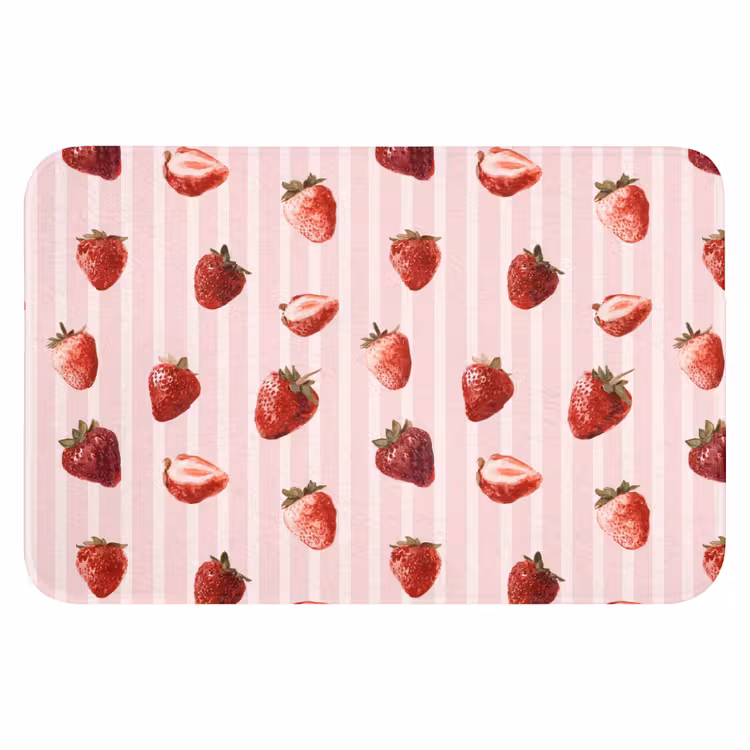 Badmat - Strepen - Aardbei - Roze — 1