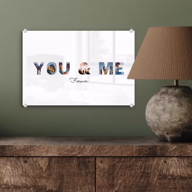 Gepersonaliseerd glas schilderij - You & Me - Lettercollage — 4