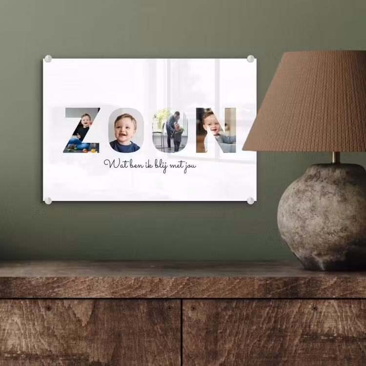 Gepersonaliseerd glas schilderij - Zoon - Lettercollage — 4