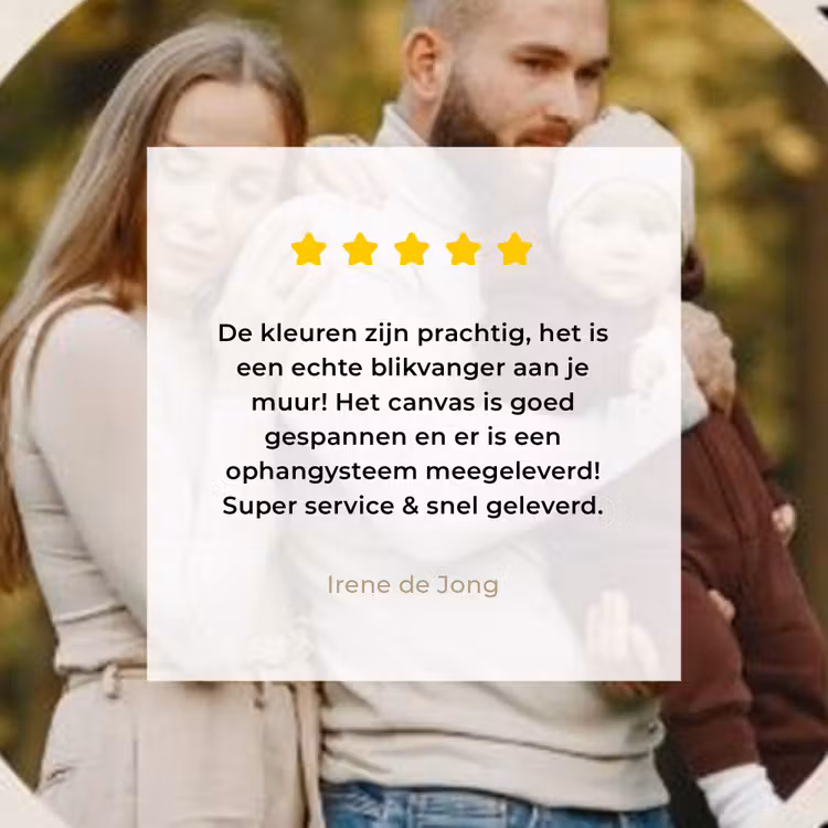 Gepersonaliseerd canvas schilderij - Ronde foto met modern lijnpatroon — 3