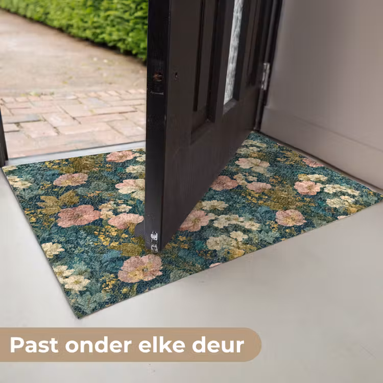 Deurmat - Bloemen Patroon Petrol — 7