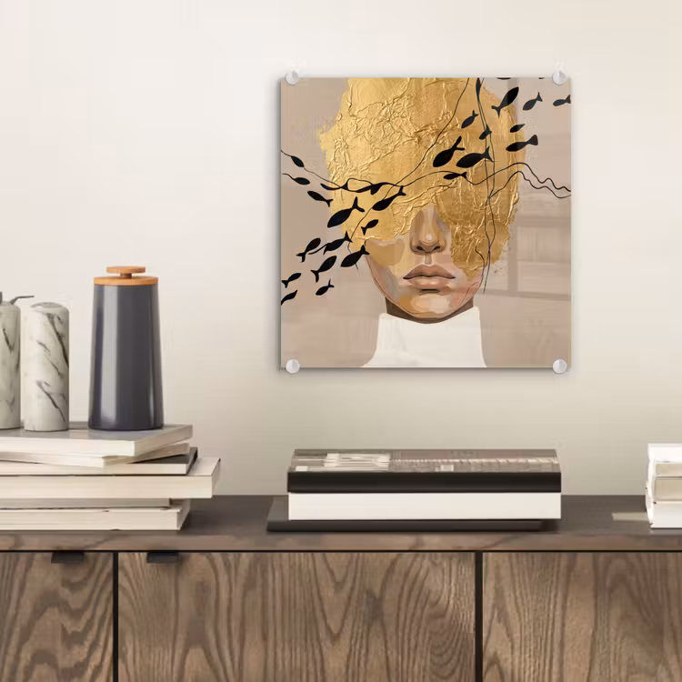 Glas schilderij - Modern - Vrouw - Goud — 2