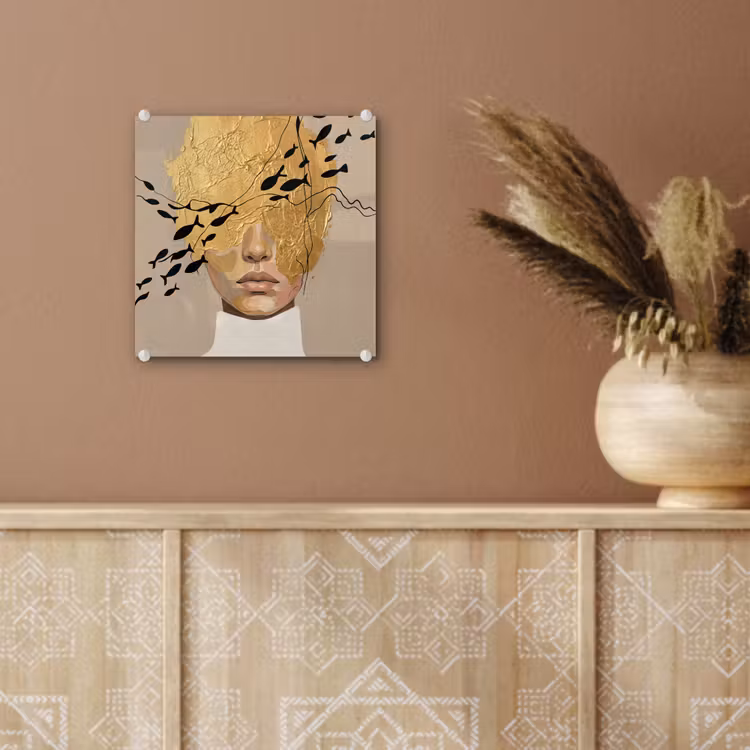 Glas schilderij - Modern - Vrouw - Goud — 6