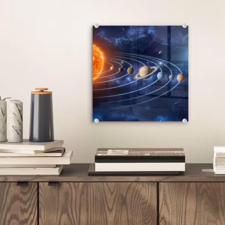 Glas schilderij - Ruimte - Zonnestelsel - Blauw — 2