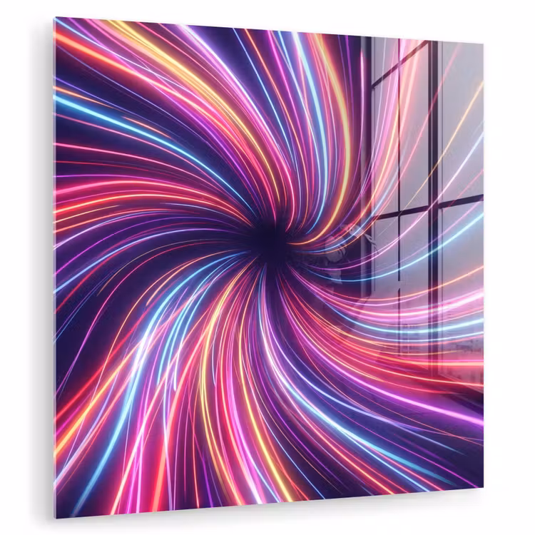 Glas schilderij - Abstract - Swirl - Futuristic - Neon — 1