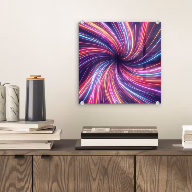 Glas schilderij - Abstract - Swirl - Futuristic - Neon — 2