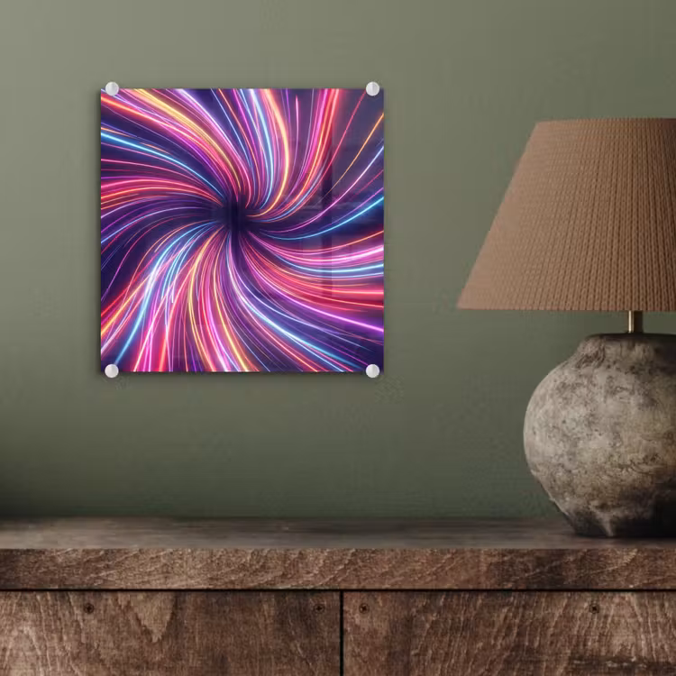 Glas schilderij - Abstract - Swirl - Futuristic - Neon — 4