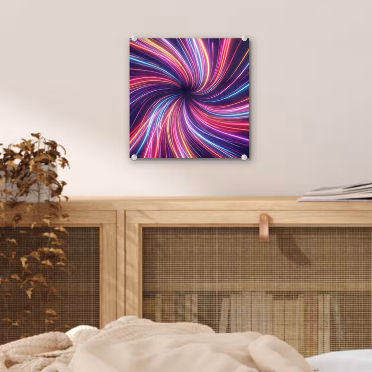 Glas schilderij - Abstract - Swirl - Futuristic - Neon — 5