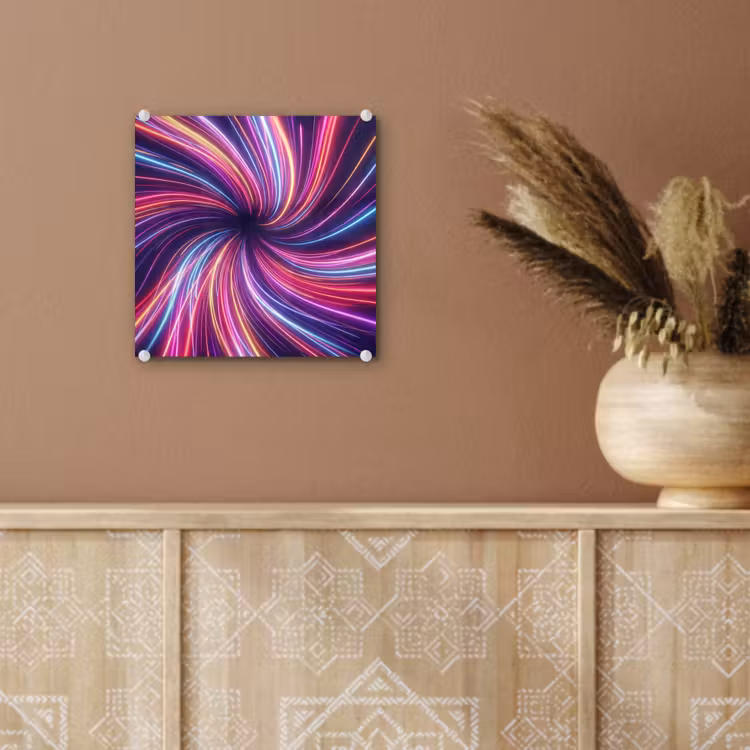 Glas schilderij - Abstract - Swirl - Futuristic - Neon — 6