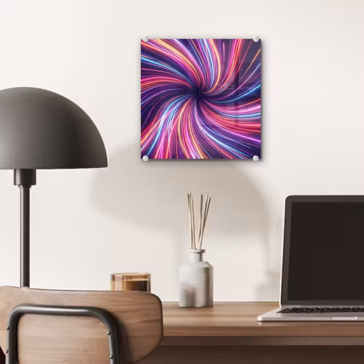 Glas schilderij - Abstract - Swirl - Futuristic - Neon — 7