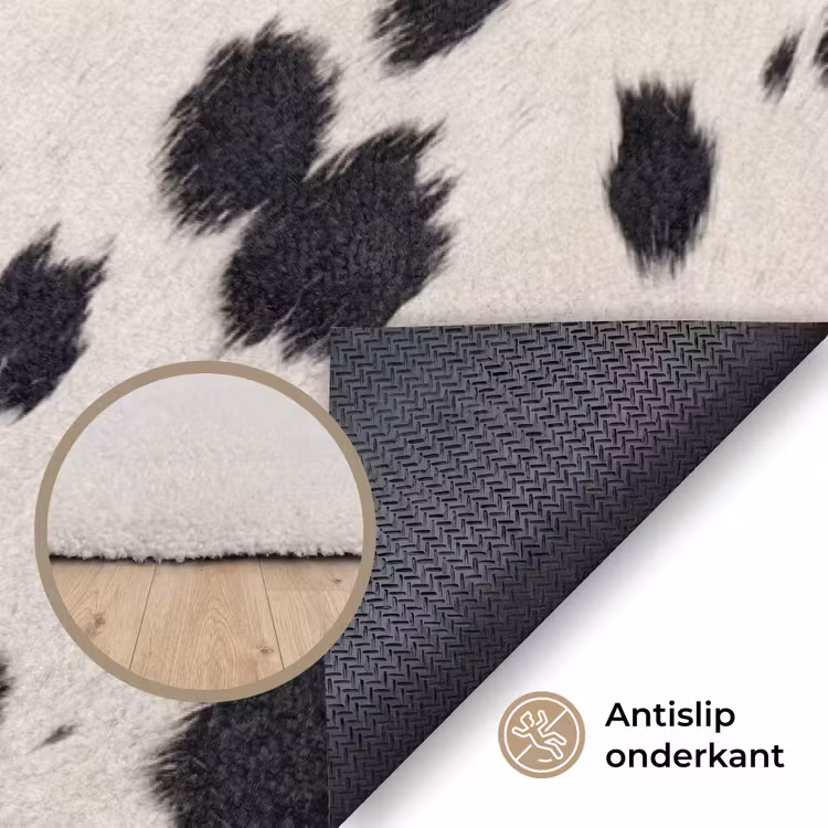 Vloerkleed - Patroon - Vacht - Zwart - Wit — 5