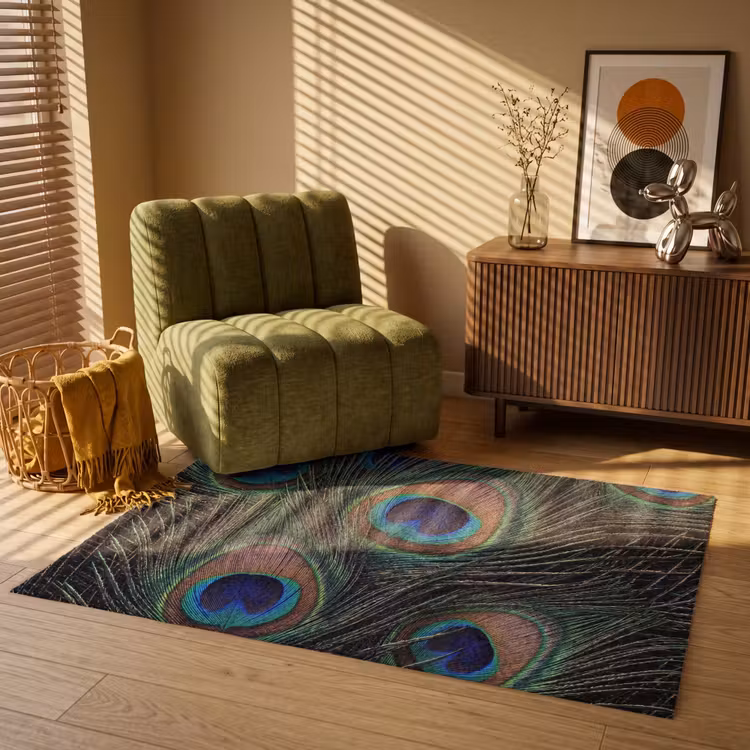 Vloerkleed - Pauwenveren - Klassiek - Groen — 2