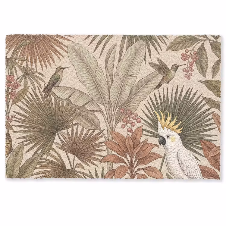 Deurmat - Tropisch - Vogels - Beige