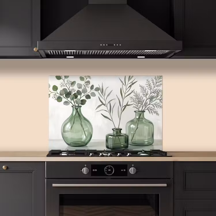 Spatscherm keuken - Vazen - Bladeren - Groen — 2