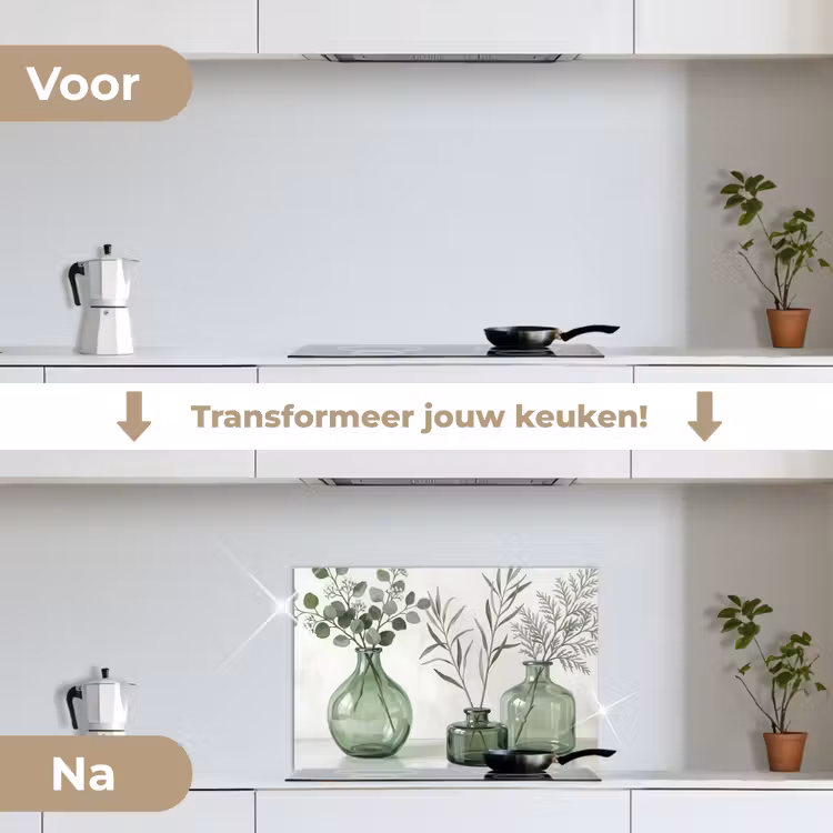 Spatscherm keuken - Vazen - Bladeren - Groen — 3