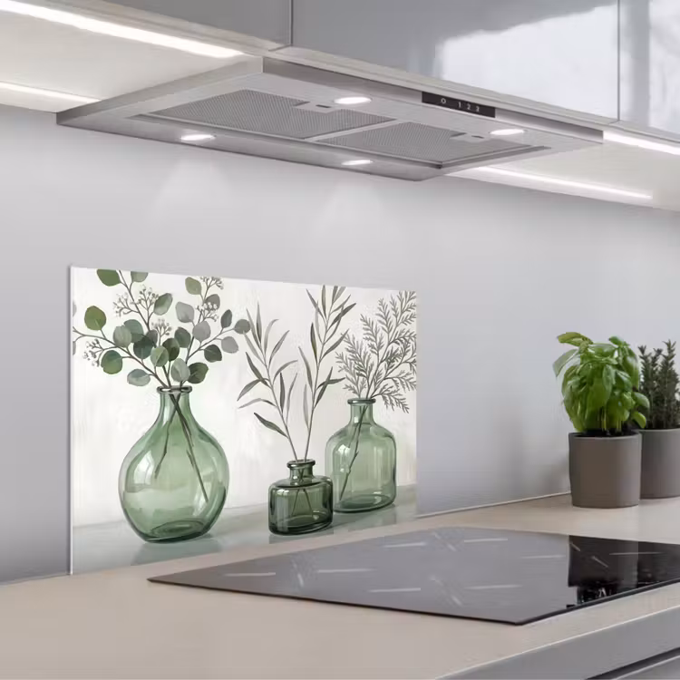 Spatscherm keuken - Vazen - Bladeren - Groen — 5