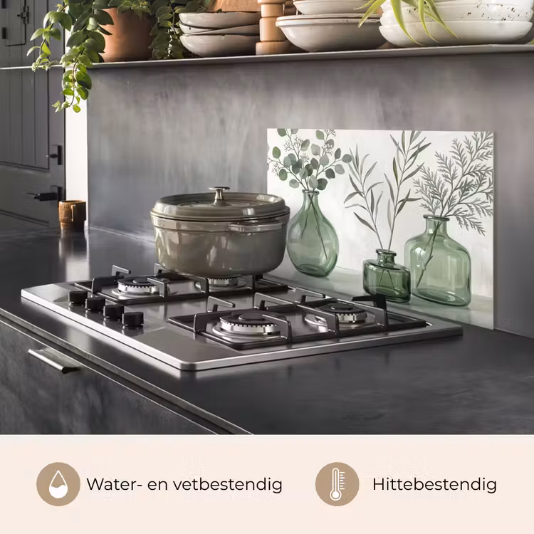 Spatscherm keuken - Vazen - Bladeren - Groen — 7