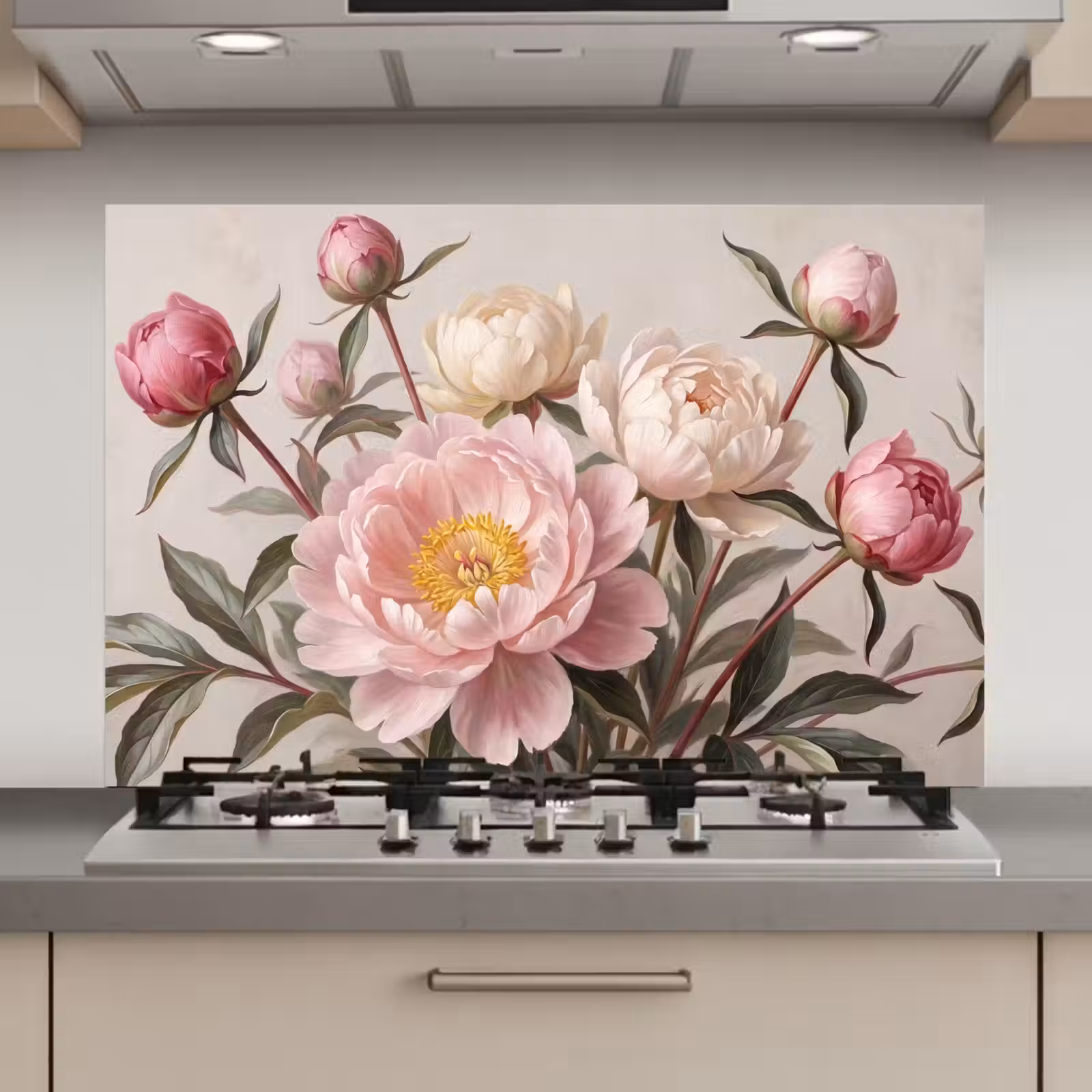 Spatscherm keuken - Pioenrozen - Boeket - Roze — 1
