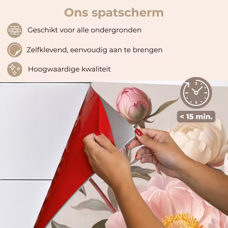 Spatscherm keuken - Pioenrozen - Boeket - Roze — 4