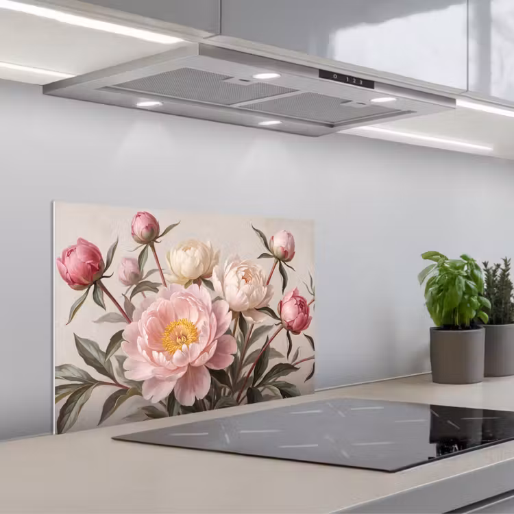 Spatscherm keuken - Pioenrozen - Boeket - Roze — 5