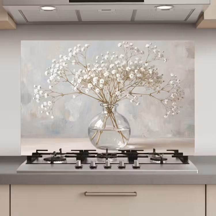 Spatscherm keuken - Vaas - Gipskruid - Wit