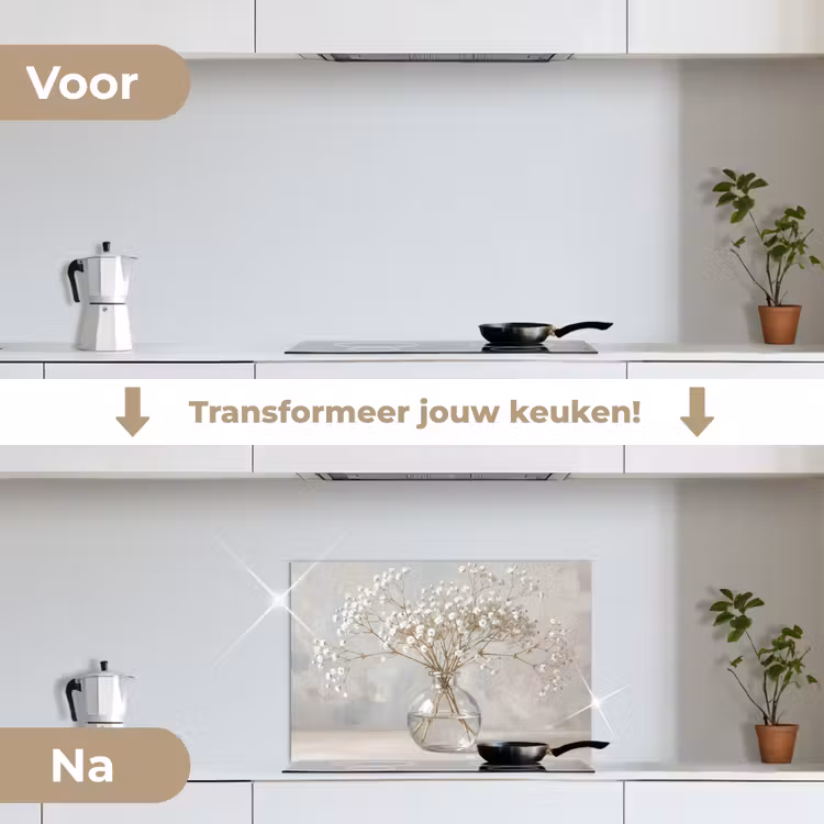 Spatscherm keuken - Vaas - Gipskruid - Wit — 3