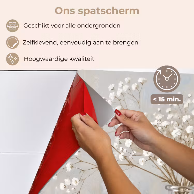 Spatscherm keuken - Vaas - Gipskruid - Wit — 4
