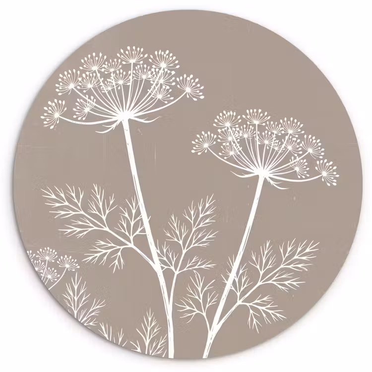 Muurcirkel - Grafisch - Fluitenkruid - Taupe