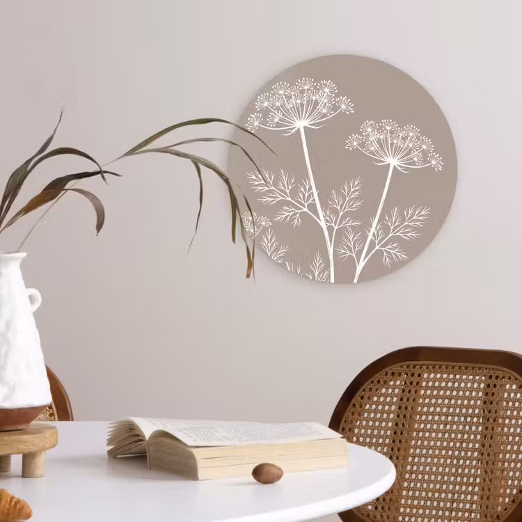 Muurcirkel - Grafisch - Fluitenkruid - Taupe — 4