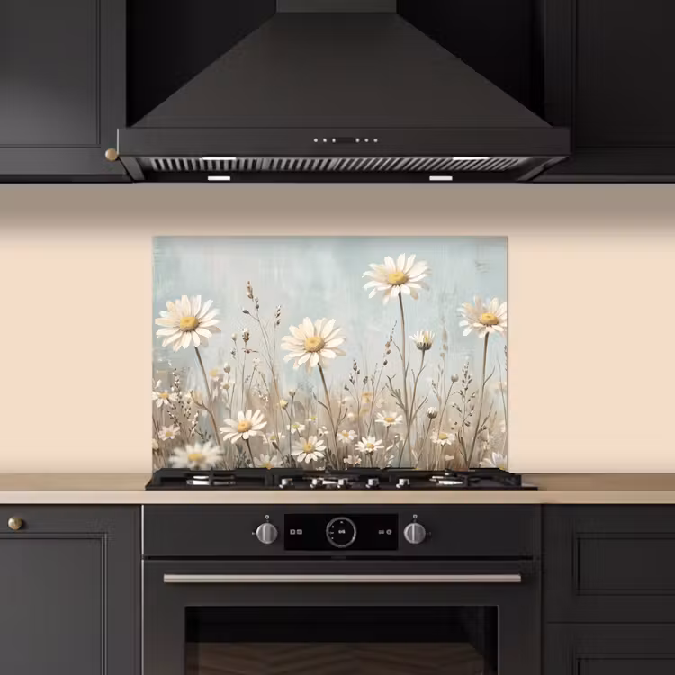Spatscherm keuken - Madeliefjes Veldbloemen — 2