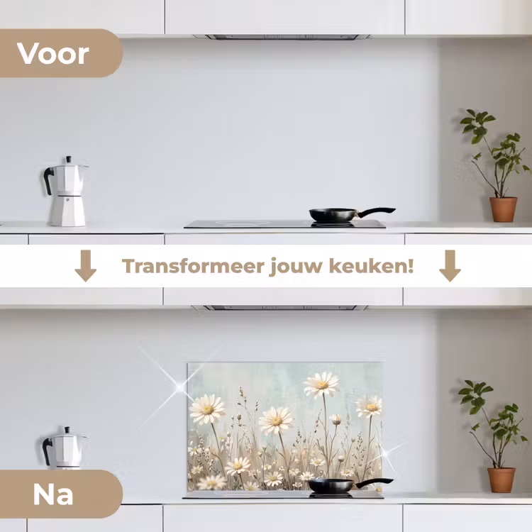 Spatscherm keuken - Madeliefjes Veldbloemen — 3