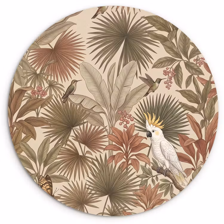 Muurcirkel - Tropisch - Vogels - Beige