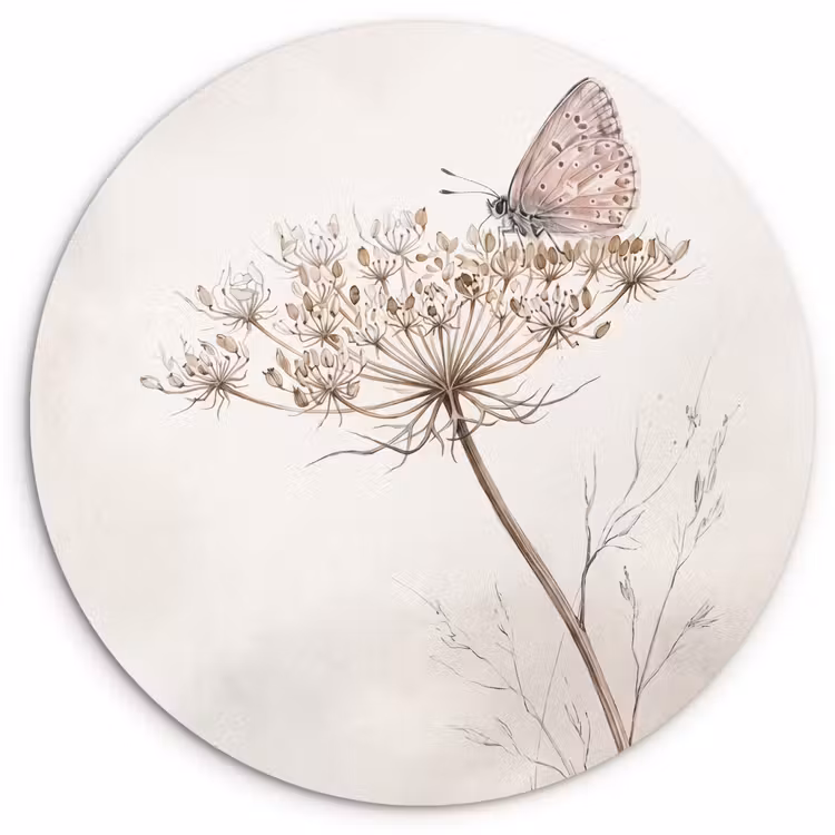 Muurcirkel - Vlinder - Bloem -Natuur - Beige