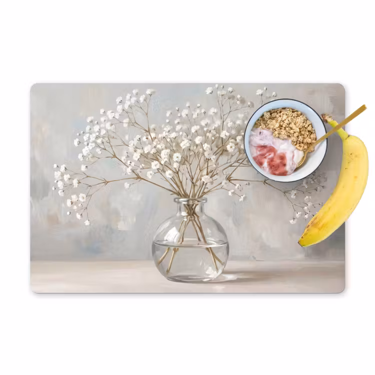 Placemat - 6 stuks - Vaas - Gipskruid - Wit
