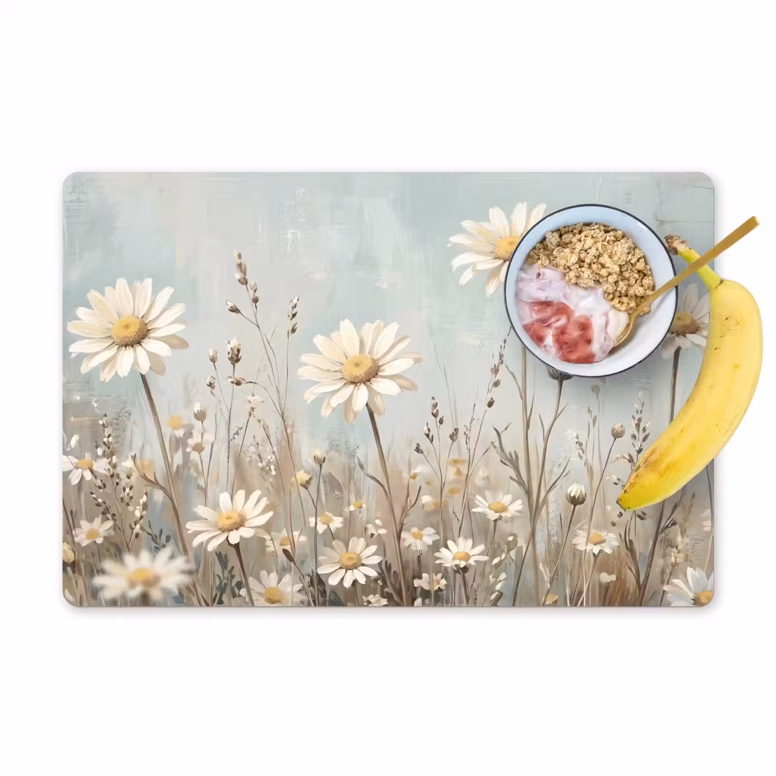 Placemat - 6 stuks - Madelief - Illustratie - Wit — 1
