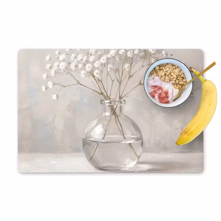 Placemat - 6 stuks - Gipskruid - Vaas - Wit