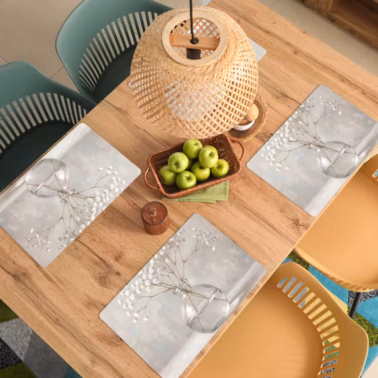 Placemat - 6 stuks - Gipskruid - Vaas - Wit — 6