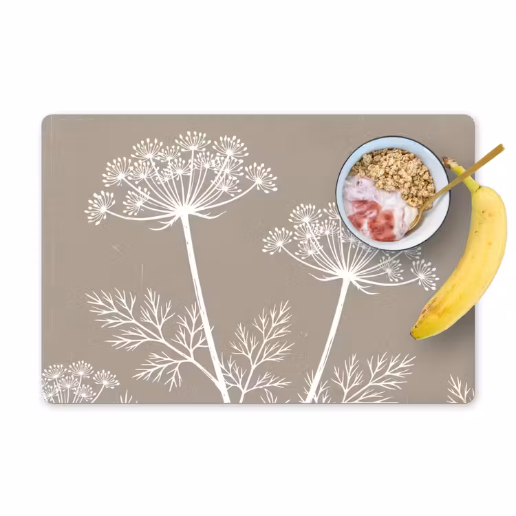 Placemat - 6 stuks - Grafisch - Fluitenkruid - Taupe