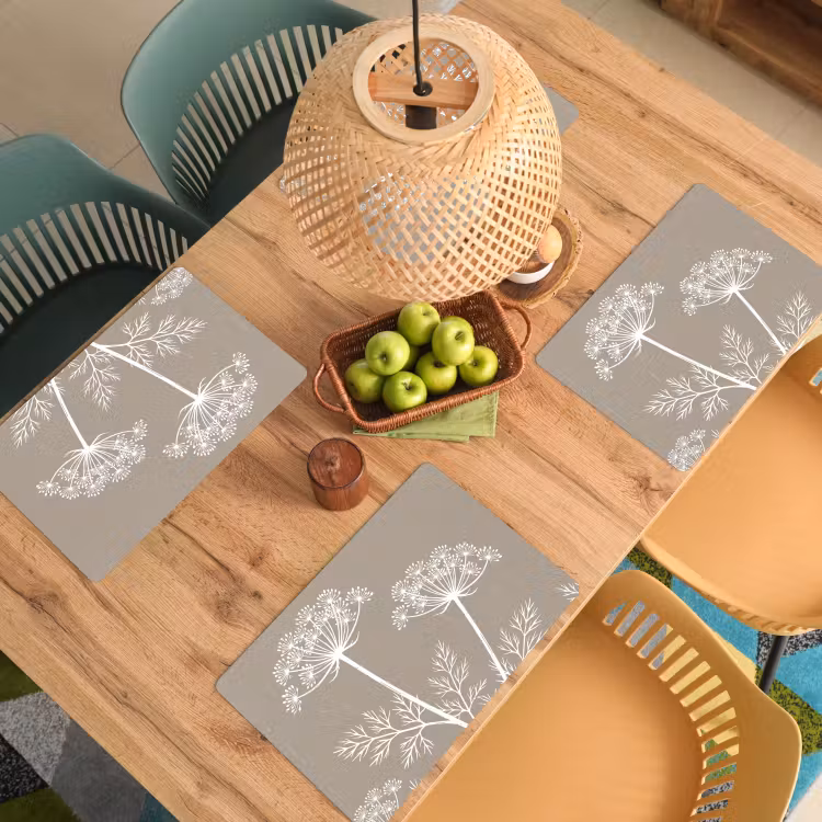Placemat - 6 stuks - Grafisch - Fluitenkruid - Taupe — 6
