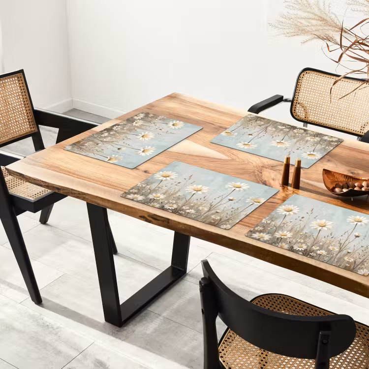 Placemat - 6 stuks - Madelief - Illustratie - Wit — 5