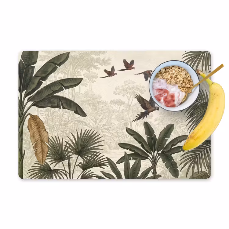 Placemat - 6 stuks - Papagaaien - Jungle - Tropisch - Green