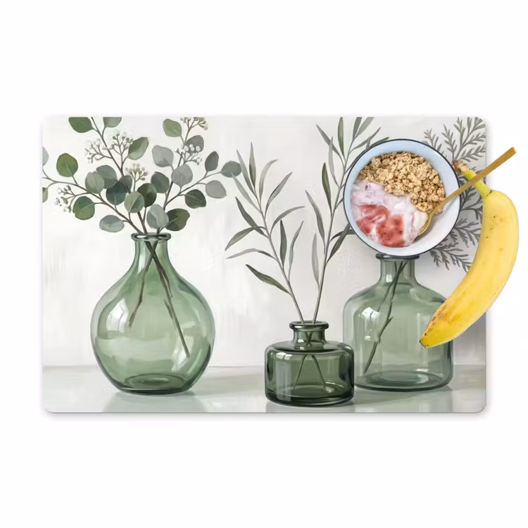 Placemat - 6 stuks - Vazen - Bladeren - Groen