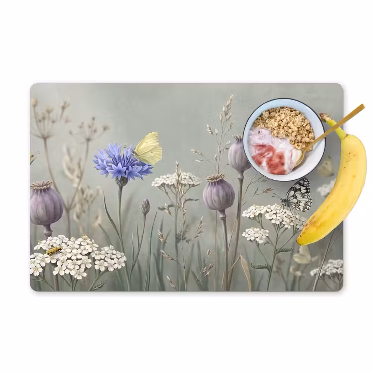 Placemat - 6 stuks - Vlinders - Wildbloemen - Illustratie - Kleurrijk