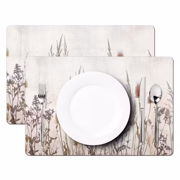 Placemat - 6 stuks - Weidebloemen - Design - Sepia — 2
